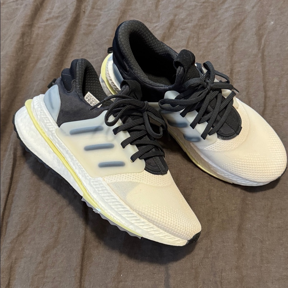 Adidas Boost Sneakers in Black, White, and Yellow